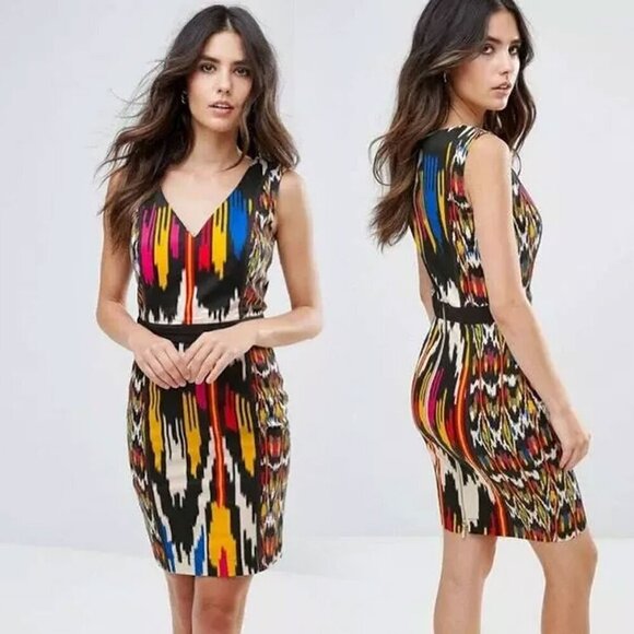 French Connection Women's Matos Stripe Cotton Sleeveless V-neck Dress - Size 2 - Picture 1 of 6